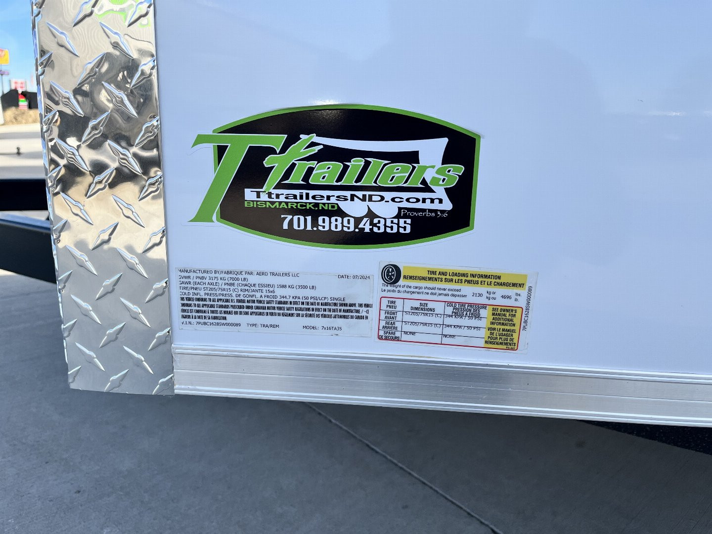 New NEW 2025 AERO 7x16 +2V, WHITE Interior, QUALITY Enclosed Rear Ramp Cargo Trailer 2-3500lb axles=7K