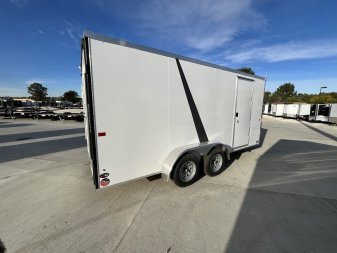 New NEW 2025 AERO 7x16 +2V, WHITE Interior, QUALITY Enclosed Rear Ramp Cargo Trailer 2-3500lb axles=7K