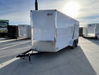 New NEW 2025 AERO 7x16 +2V, WHITE Interior, QUALITY Enclosed Rear Ramp Cargo Trailer 2-3500lb axles=7K
