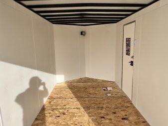 New NEW 2025 AERO 7x16 +2V, WHITE Interior, QUALITY Enclosed Rear Ramp Cargo Trailer 2-3500lb axles=7K
