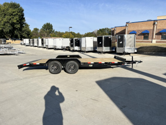 New NEW 2025 H&H 18’ flatbed Trailer 2-3500 lb axles=7K, dovetail, EASY Rear Slide In Ramps