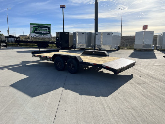 New NEW 2025 H&H 18’ flatbed Trailer 2-3500 lb axles=7K, dovetail, EASY Rear Slide In Ramps