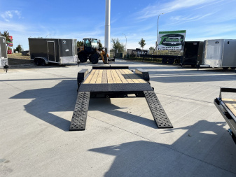 New NEW 2025 H&H 18’ flatbed Trailer 2-3500 lb axles=7K, dovetail, EASY Rear Slide In Ramps