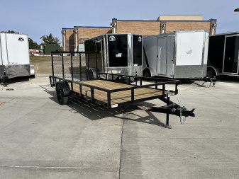 New NEW 2025 H&H 82"x14' Flatbed RailSide Utility with Stand Up gate