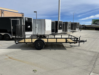 New NEW 2025 H&H 82"x14' Flatbed RailSide Utility with Stand Up gate