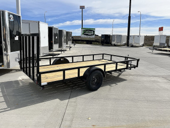 New NEW 2025 H&H 82"x14' Flatbed RailSide Utility with Stand Up gate