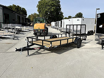 New NEW 2025 H&H 82 x14' Flatbed RailSide Utility with Stand Up gate