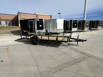 New NEW 2025 H&H 82"x14' Flatbed RailSide Utility with Stand Up gate