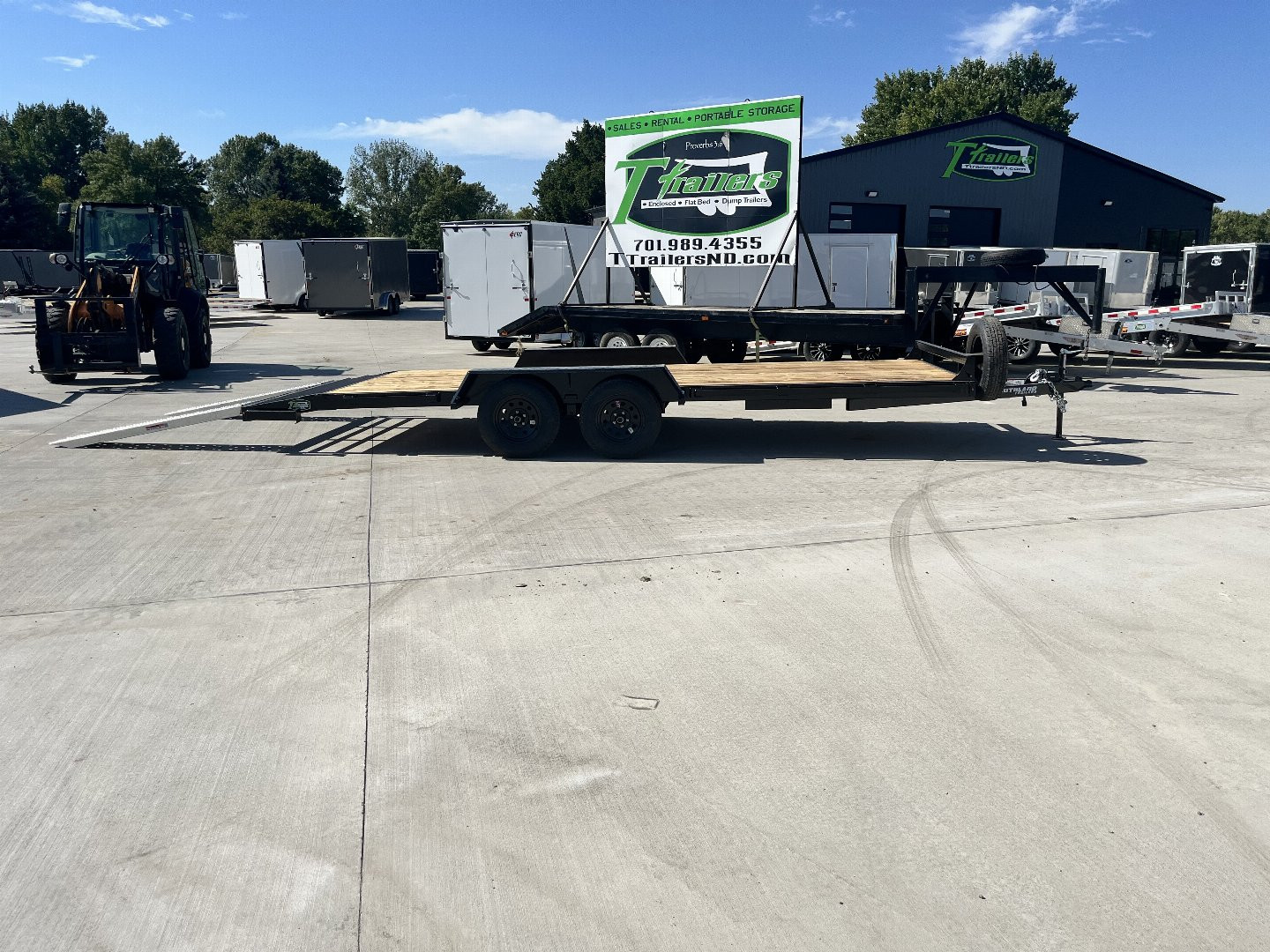 New 2025 Southland 20’=18’flat + 2’ dovetail Flatbed 2-3500lb axles = 7K Trailer with side Slide In Ramps