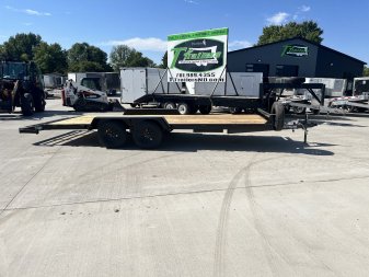 New 2025 Southland 20’=18’flat + 2’ dovetail Flatbed 2-3500lb axles = 7K Trailer with side Slide In Ramps
