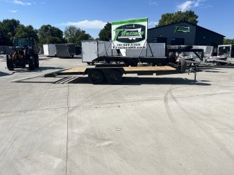 New 2025 Southland 20’=18’flat + 2’ dovetail Flatbed 2-3500lb axles = 7K Trailer with side Slide In Ramps