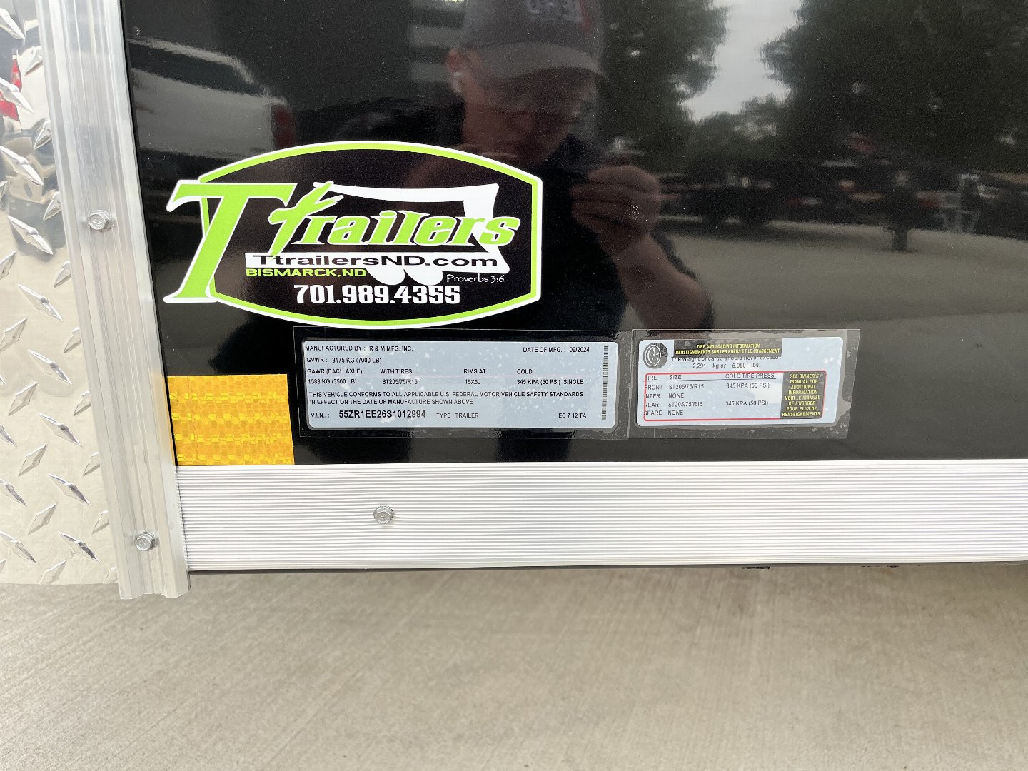 New 2025  Bighorn R&M 7x12+2’V Rear Ramp Enclosed Cargo Trailer TTrailersND.com