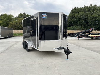New 2025  Bighorn R&M 7x12+2’V Rear Ramp Enclosed Cargo Trailer TTrailersND.com