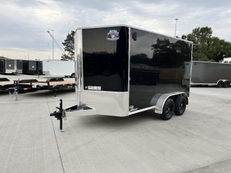 New 2025  Bighorn R&M 7x12+2’V Rear Ramp Enclosed Cargo Trailer TTrailersND.com