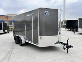 New 2026 Bighorn R&M 7x14 + 2’V Nose Rear Ramp Enclosed Cargo Trailer