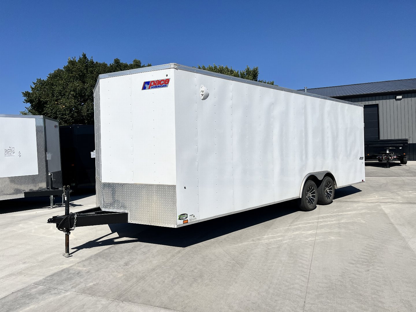 Used 2022 Pace American 8.5x24+2v dovetail 7ft tall aluminum wheels enclosed cargo car hauler trailer