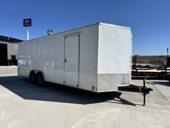 Used 2022 Pace American 8.5x24+2v dovetail 7ft tall aluminum wheels enclosed cargo car hauler trailer