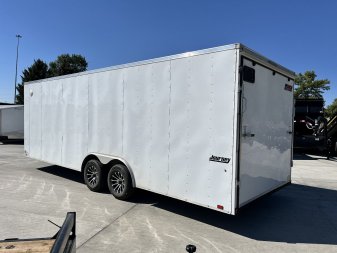 Used 2022 Pace American 8.5x24+2v dovetail 7ft tall aluminum wheels enclosed cargo car hauler trailer