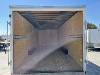 Used 2022 Pace American 8.5x24+2v dovetail 7ft tall aluminum wheels enclosed cargo car hauler trailer