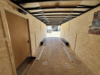 Used 2022 Pace American 8.5x24+2v dovetail 7ft tall aluminum wheels enclosed cargo car hauler trailer