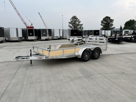 New 2026 H&H 82 x14' Aluminum 2-3500lb axles = 7K Railside Utility bi-fold ramp, Aluminum Wheels