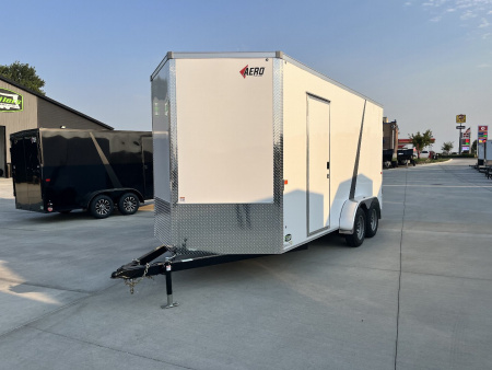 New 2026 Aero 7x16+2V 87” TALL, WHITE Interior, QUALITY, rear 83.5” Door Opening Enclosed Cargo Trailer