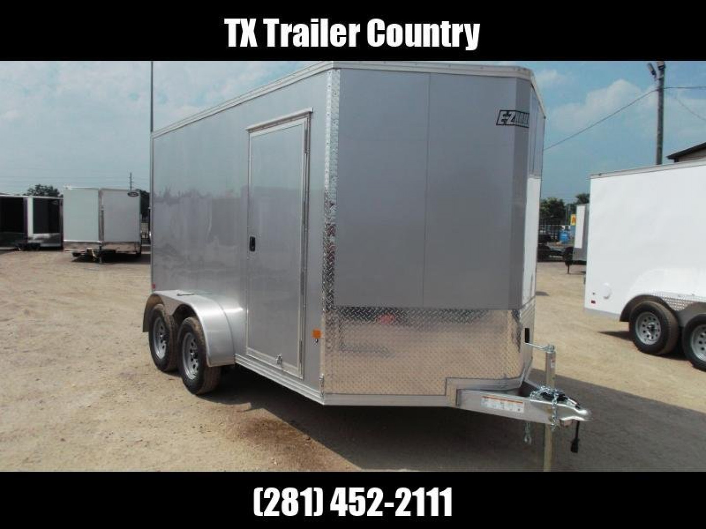 New WOW SPECIAL - 2023 Alcom EZ Hauler 7x12 Cargo Trailer / Enclosed Trailer / ALL Aluminum Construction / 6'6" Interior / Ramp / .030 Silver FULLY Screwless Exterior