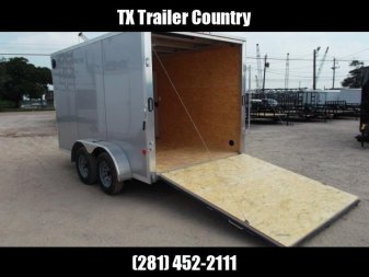 New WOW SPECIAL - 2023 Alcom EZ Hauler 7x12 Cargo Trailer / Enclosed Trailer / ALL Aluminum Construction / 6'6" Interior / Ramp / .030 Silver FULLY Screwless Exterior