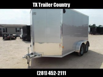 New WOW SPECIAL - 2023 Alcom EZ Hauler 7x12 Cargo Trailer / Enclosed Trailer / ALL Aluminum Construction / 6'6" Interior / Ramp / .030 Silver FULLY Screwless Exterior