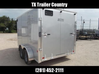 New WOW SPECIAL - 2023 Alcom EZ Hauler 7x12 Cargo Trailer / Enclosed Trailer / ALL Aluminum Construction / 6'6" Interior / Ramp / .030 Silver FULLY Screwless Exterior