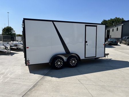 New NEW 2026 AERO 7x16 +2 V BLACKOUT Edition, WHITE Interior, QUALITY, ALLOY Wheels, Enclosed Rear Ramp Cargo Trailer