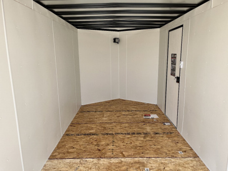 New NEW 2026 AERO 7x16 +2 V BLACKOUT Edition, WHITE Interior, QUALITY, ALLOY Wheels, Enclosed Rear Ramp Cargo Trailer