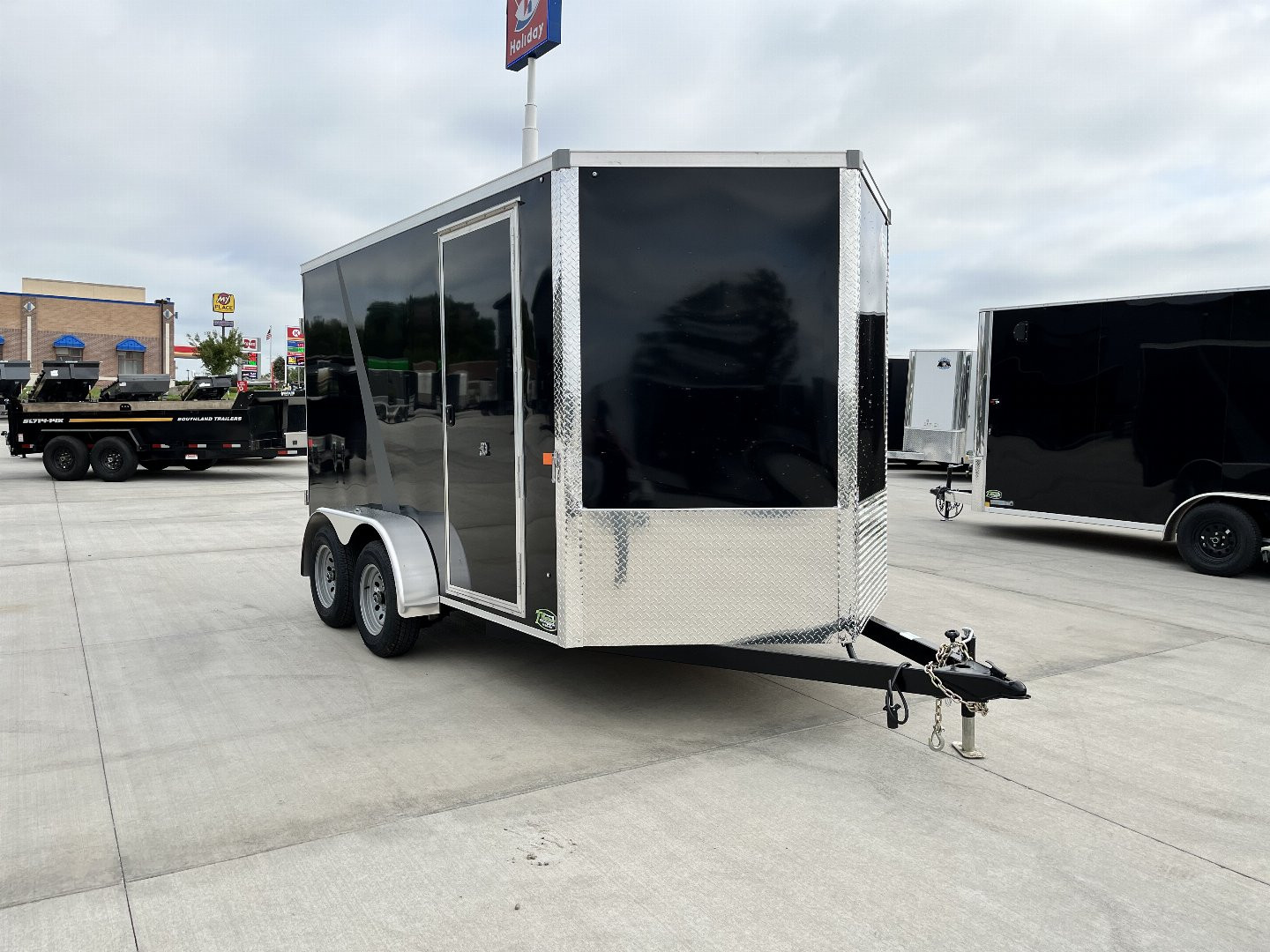 New NEW 2025 AERO 7x12 +2 V QUALITY WHITE Interior Enclosed Rear Ramp Cargo Trailer