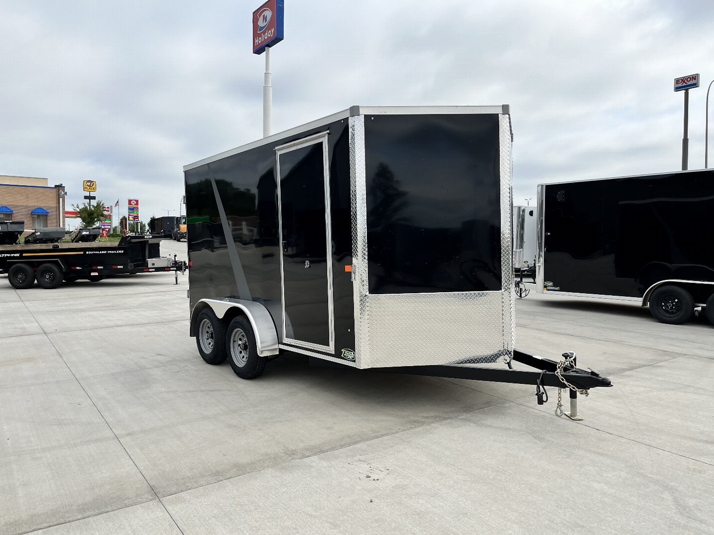 New NEW 2025 AERO 7x12 +2 V QUALITY WHITE Interior Enclosed Rear Ramp Cargo Trailer