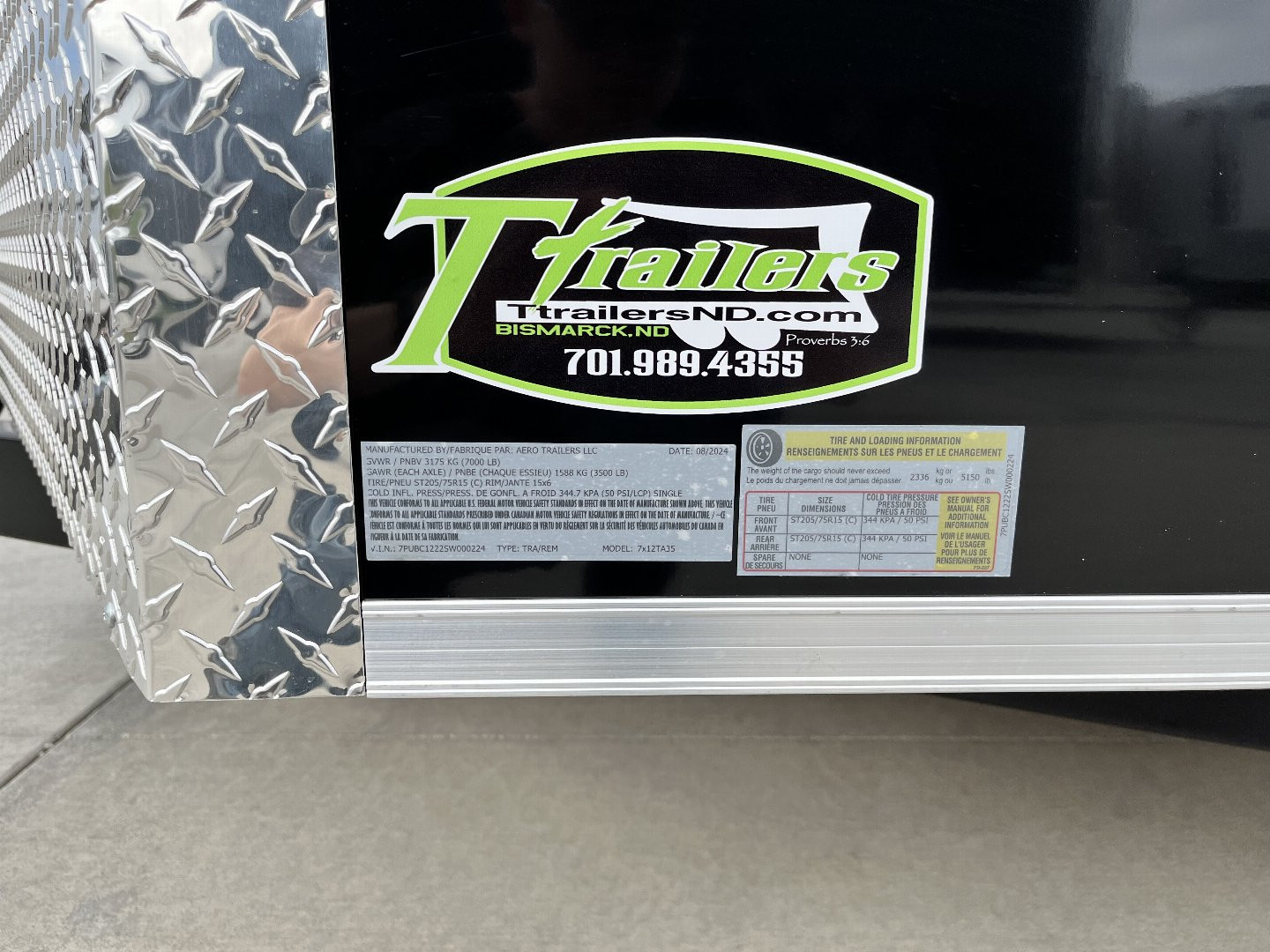 New NEW 2025 AERO 7x12 +2 V QUALITY WHITE Interior Enclosed Rear Ramp Cargo Trailer