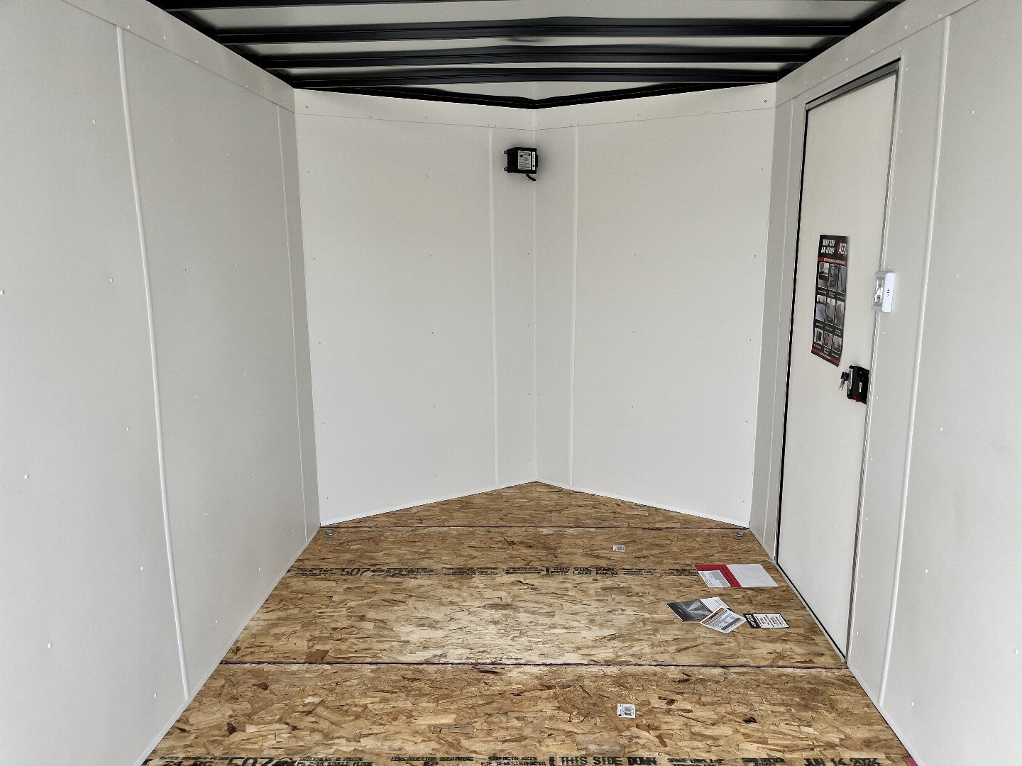 New NEW 2025 AERO 7x12 +2 V QUALITY WHITE Interior Enclosed Rear Ramp Cargo Trailer