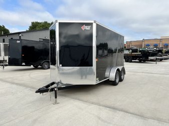 New NEW 2025 AERO 7x12 +2 V QUALITY WHITE Interior Enclosed Rear Ramp Cargo Trailer