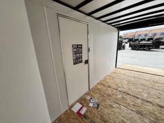 New NEW 2025 AERO 7x12 +2 V QUALITY WHITE Interior Enclosed Rear Ramp Cargo Trailer
