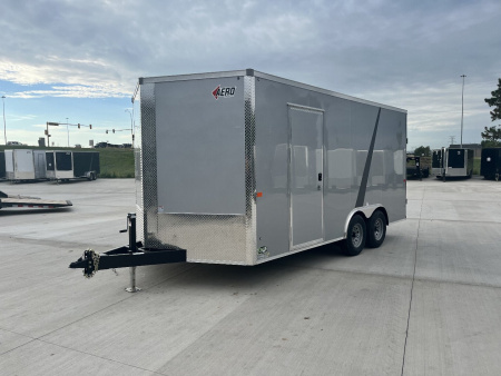 New 2025 AERO 8.5x16 +2’V 7’ TALL, WHITE Interior, 10K QUALITY Enclosed Rear Ramp Car Hauler Cargo Trailer