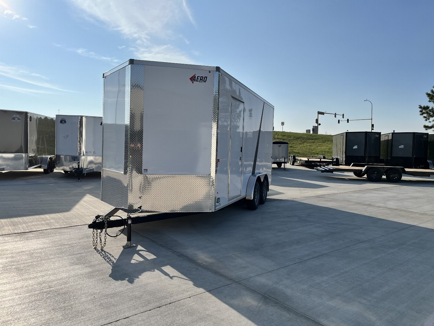 New NEW 2027 AERO 7.5x16 +2V WHITE Interior, QUALITY 87” TALL Rear Ramp 83.5” dr opening Enclosed Cargo Trailer