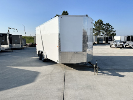 New NEW 2027 AERO 7.5x16 +2V WHITE Interior, QUALITY 87” TALL Rear Ramp 83.5” dr opening Enclosed Cargo Trailer