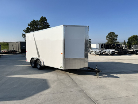 New NEW 2027 AERO 7.5x16 +2V WHITE Interior, QUALITY 87” TALL Rear Ramp 83.5” dr opening Enclosed Cargo Trailer