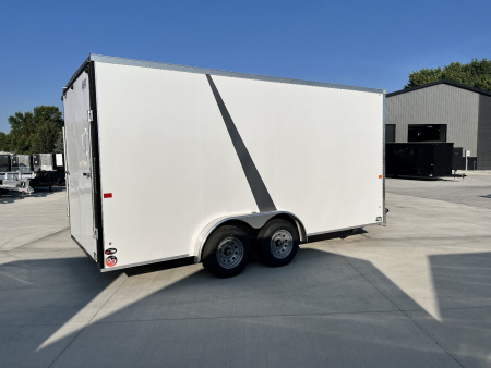 New NEW 2027 AERO 7.5x16 +2V WHITE Interior, QUALITY 87” TALL Rear Ramp 83.5” dr opening Enclosed Cargo Trailer