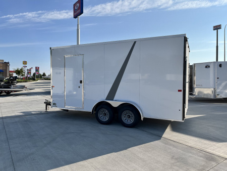 New NEW 2027 AERO 7.5x16 +2V WHITE Interior, QUALITY 87” TALL Rear Ramp 83.5” dr opening Enclosed Cargo Trailer