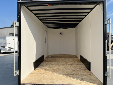 New NEW 2027 AERO 7.5x16 +2V WHITE Interior, QUALITY 87” TALL Rear Ramp 83.5” dr opening Enclosed Cargo Trailer