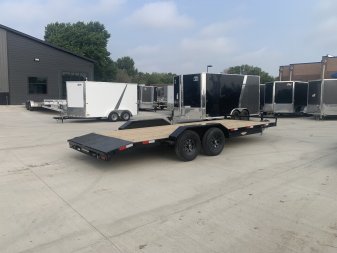 New NEW 2024 H&H 20’ flatbed Drive Over Fender Trailer 2-5200 lb axles=10K, dovetail, Rear Slide In Ramps