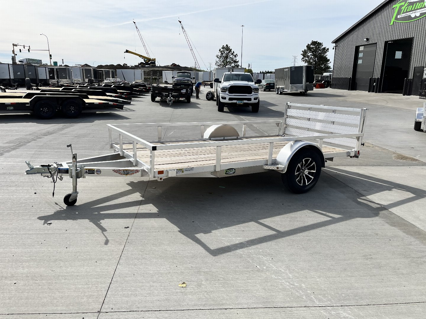 New NEW 2024 H&H 76"x12' Aluminum Flatbed RailSide Utility Bi fold gate Aluminum Wheels