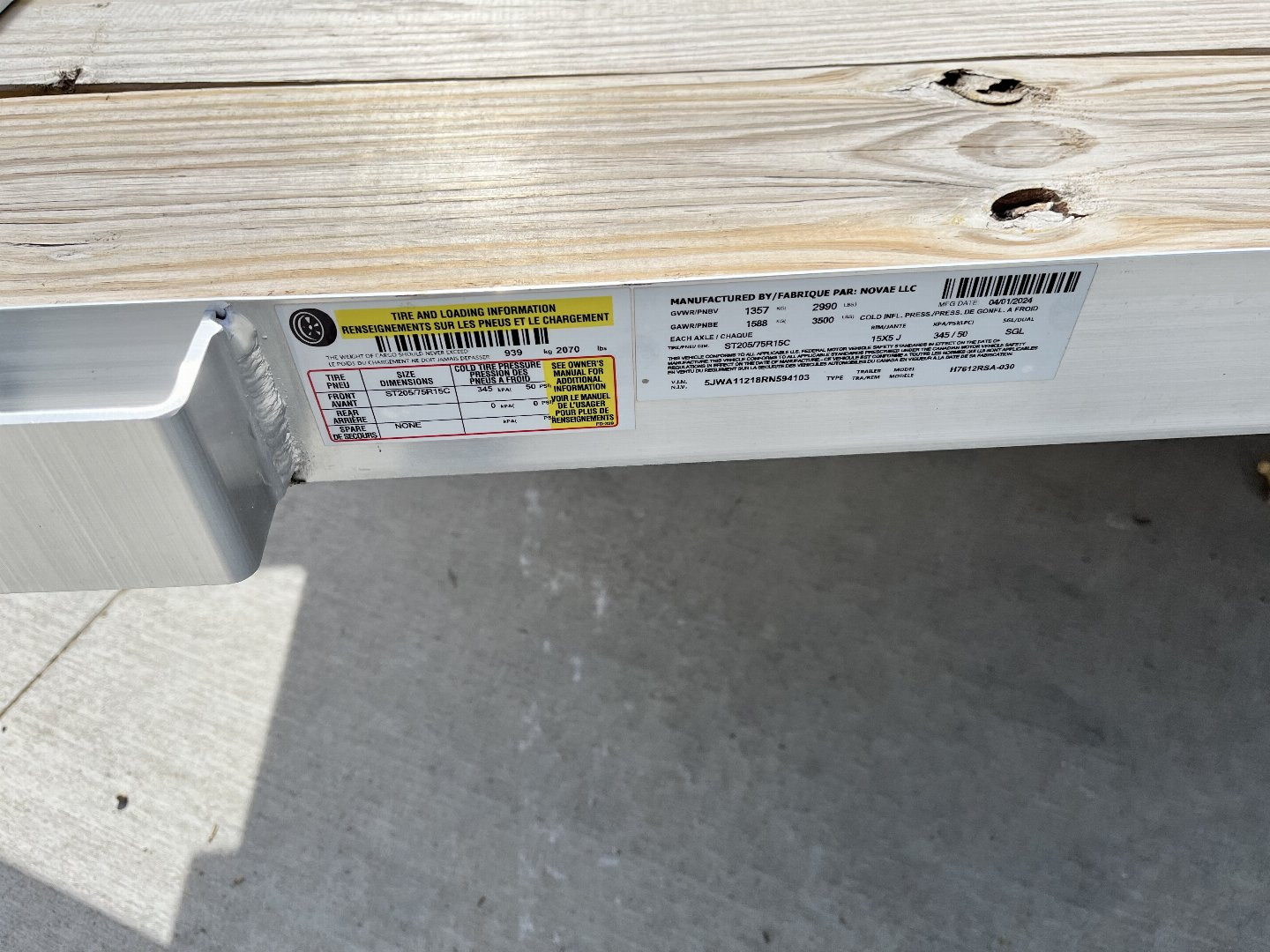 New NEW 2024 H&H 76"x12' Aluminum Flatbed RailSide Utility Bi fold gate Aluminum Wheels