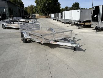New NEW 2024 H&H 76"x12' Aluminum Flatbed RailSide Utility Bi fold gate Aluminum Wheels