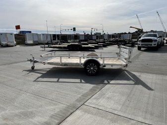 New NEW 2024 H&H 76"x12' Aluminum Flatbed RailSide Utility Bi fold gate Aluminum Wheels